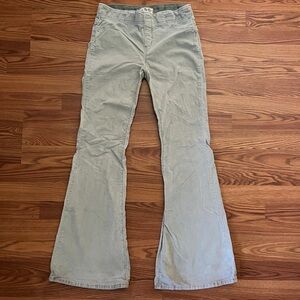 Pull-On Corduroy Flare Pants in Sage/Mint Green